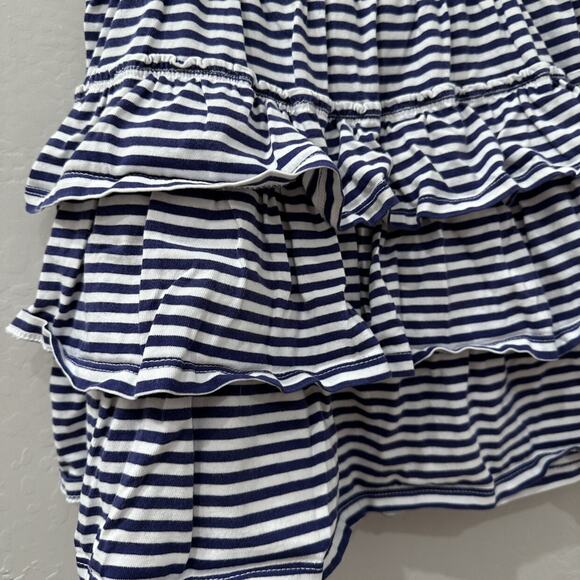 Mini Boden Navy & Blue Stripe Tiered Ruffle Skort - Picture 3 of 6
